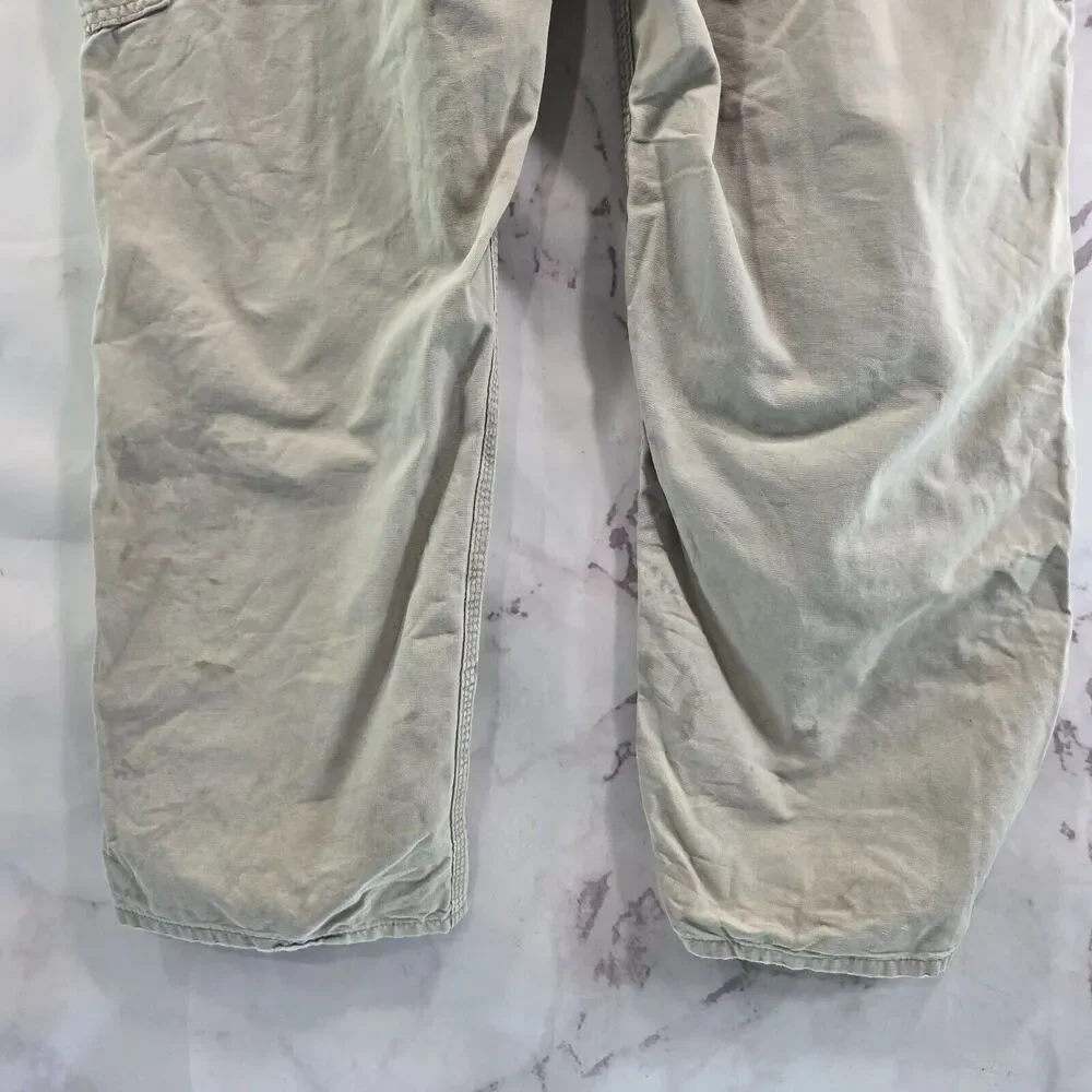 Carhartt Pants Men 38 X 30 Canvas Duck Straight Vintage Dungaree Fit Beige White